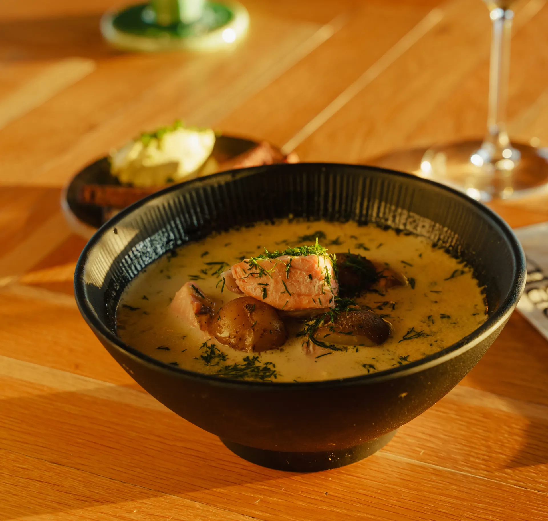 Swimming & salmon soup